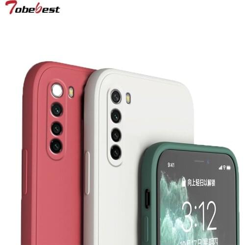 New Liquid Silicone Case For Xiaomi Redmi Note 8 Pro Coque Camera protective Straight edge Back Cover