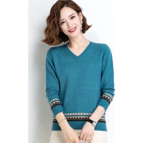 Autumn Women V-Neck Sweater Temperament Loose Sweater Fashion Ladies External Wear Pullover Casual Top TT0047