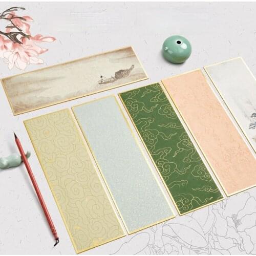 Half Ripe Xuan Paper Cards Chinese Golden Foil Xuan Paper Card 4Sheets Calligraphy Meticulous Painting Batik Rice Paper Cards