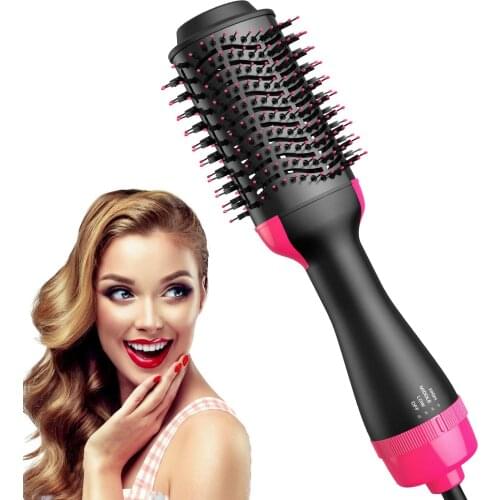 Professional Hair Dryer Brush Salon Hair Straightener Curler Comb 3in1 Hair Styler and Volumizer Negative Ion for All Hair Types