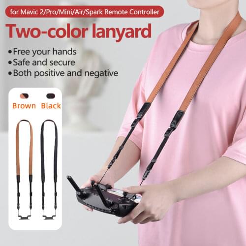 SUNNYLIFE Adjustable Anti-Fall PU Leather Neck Strap Rope Lanyard for DJI Mavic 2 Pro Mini Air Spark Drone Remote Controller