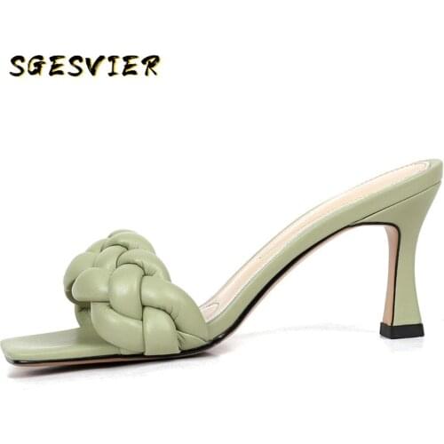 SGESVIER Concise Open-Toed Women Sandals Slingbacks Slippers Elegant High Heels Pumps 2020 New Fashion Wedding Prom Shoes Woman