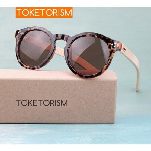 Toketorism bamboo sunglasses 2021 retro mens sunglasses round shades for women leopard frame 3204