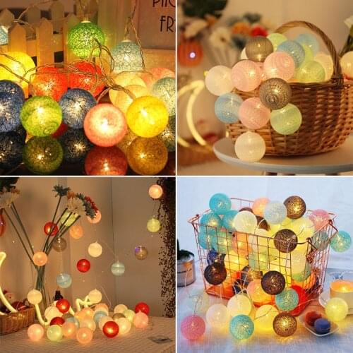 LED Cotton Wire Ball String Light Battery 110V/220V 8 modes Home Decor Light Party Wedding Christmas Valentines Day Decor D40
