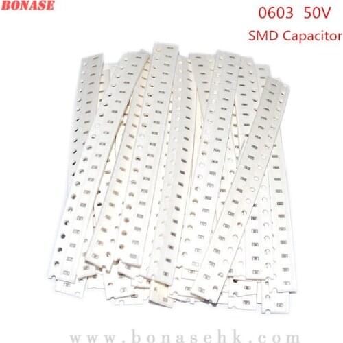 100pcs 0603 50V SMD Thick Film Chip Multilayer Ceramic Capacitor 180 200 220 270 300 330 360 390 470 510 560 680 820PF 1NF 10UF