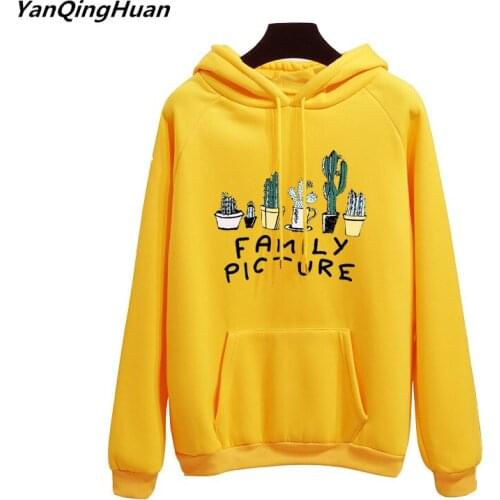 2018 Winter Coat Loose Thick Women Jacket Kawaii Cactus Family Printing Harajuku Pullover Casual Jacket Lady Feminino Clothes