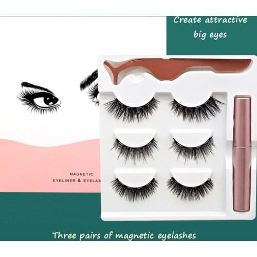 3 Pairs Of Magnetic False Eyelashes Eyeliner Reusable Cosmetics 3D Mink Natural Long Lasting Lashes Extension Handmade Makeup