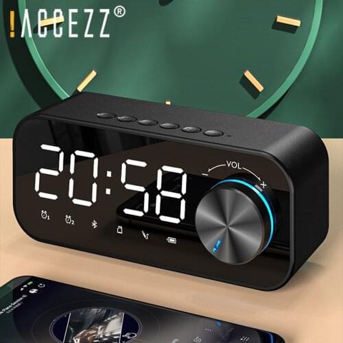 !ACCEZZ Wireless Speaker Portable Bluetooth HiFi Bass Outdoor Loudspeaker Support TF Cards Alarm Clock LED Display Light Column