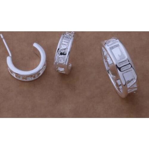 AS105 Lucky Silver Color 925 Jewelry Sets For Women Earring 206 + Ring 207 /bgvajyca Aevaiwca