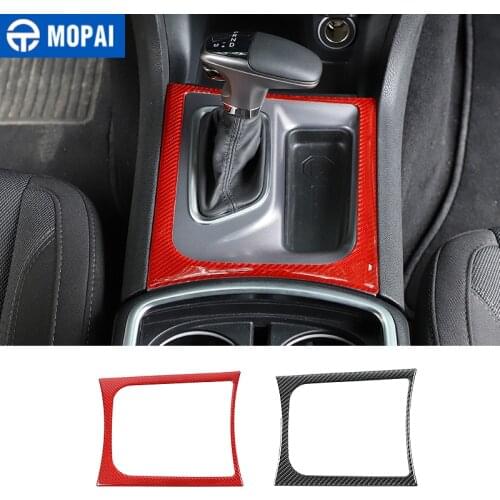 MOPAI Carbon Fiber Car Gear Shift Panel Decoration Frame Cover Stickers for Dodge Charger 2015-2019 Interior Accessories