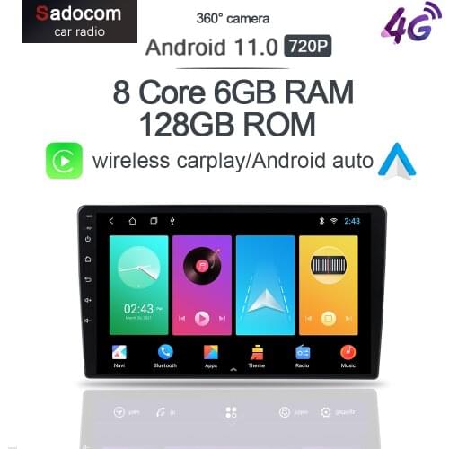 360 camera 6G+128G wireless Carplay 10.1" Android 10.0 Car DVD Player GPS DSP WIFI Bluetooth 5.0 RDS autoradio For Universal