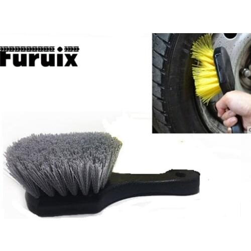 Car Beauty Hub Brush Short Handle Tire Cleaning Brush Car Wheel Rim Cleaning Tools Handheld Hard Nylon Bristlets Rim Brush