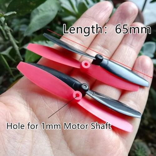 Free Shipping CW CCW 65MM 6.5CM 1mm Hole Props Propellers Blades Fan For Foam Glider Airplane Quadcopter Drone Toys Spare Parts