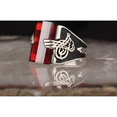 Zircon Traditional Turkish 925 Sterling Silver Mens Handmade Sword Signet Rings Jewelry Gift From Turkey for Women Men