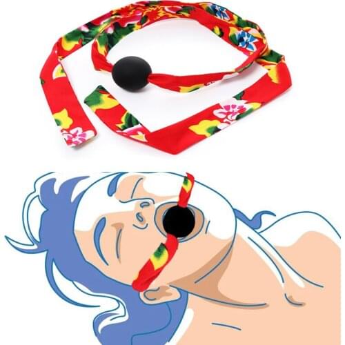 Erotic Silicone Open Mouth Gag Ball Bdsm Bondage Slave Ball Gag With Floral Cloth Strap Oral Fixation Adult Game Couple Sex Toys