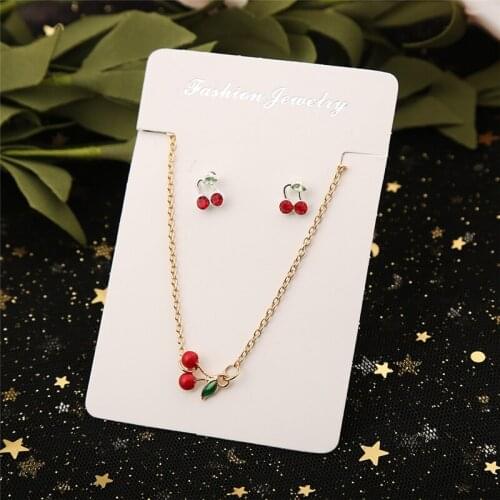 Htzzy Earrings/bracelet Jewelry Set for Women Cute Cherry Crystal Earrings Fashion Gold Color Bracelet 2020 New Jewelry