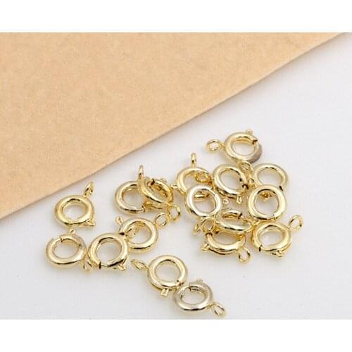 KAMTOP 10Pcs 7mm copper golden lobster claw clasp jump ring split ring hook