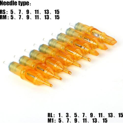 20pcs Disposable Semi-Permanent Makeup Tattoo Cartridge Needle RL/RM/M1/RS Tattoo Gun Supplies 1RL/3RL/5RL/7RL/9RL/11RL
