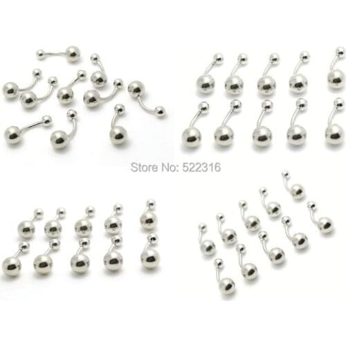 10pcs stainless steel silver color belly ring plain ball navel bar bell button rings Body Piercing Jewelry