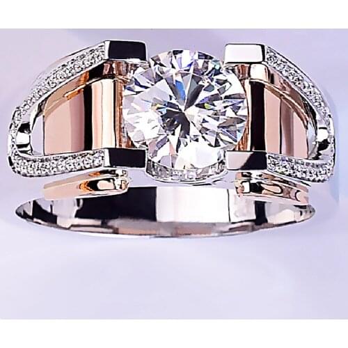 Crystal Zircon Diamonds Gemstones Bague Finger Band Rose Gold & White Silver Color Rings for Men & Women Fashion Jewelry Gifts