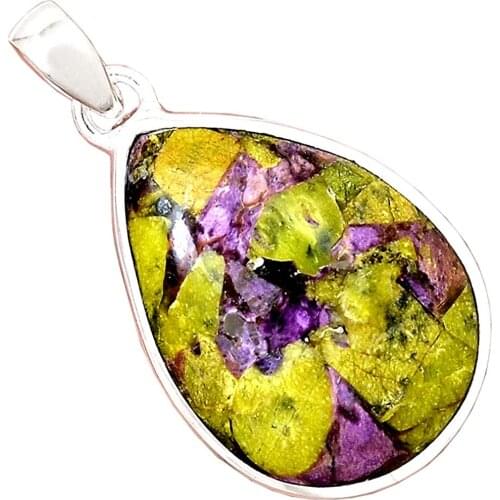 Genuine STICHTITE Pendant 925 Sterling Silver, 41 mm, AP6869