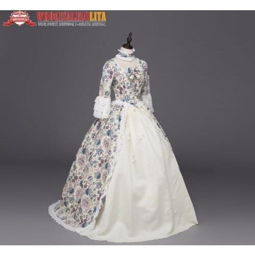 Top Sale Print Marie Antoinette Renaissance Dress Christmas Ball Gown Reenactment Theatre Party Costumes
