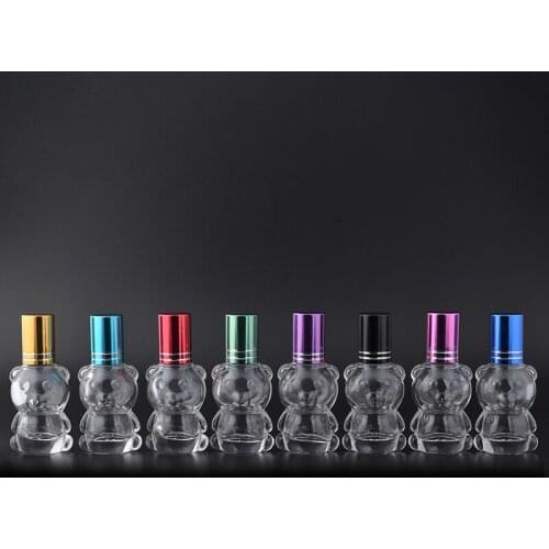 MUB - 8ml Bear Shaped Roll On Glass Perfume Bottles Portable Mini Essential Oil Bottle Empty Cosmetic Container For Travel