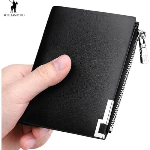 WILLIAMPOLO wallet men Leather Slim Luxury Wallets Bifold Men Short Purses Credit Card Holder Business Male Purse card wallet Ms
