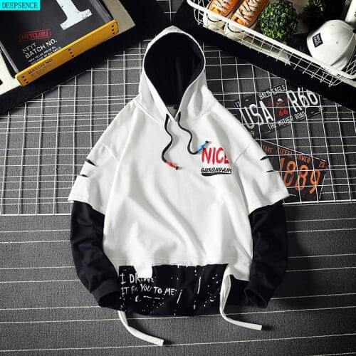 2021 New Pullover Men Hoodie Sweatshirt Trendy Top Loose V-Neck Hoodie Big Stitching Hoodie Men