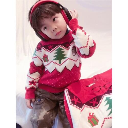 New Christmas Children Sweater Knitting Pattern Snowman Christmas Tree Family Matching Clothes Autumn Winter Long Sleeve Warm
