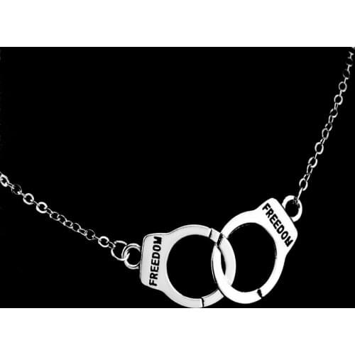 1pc Silver Color Metal Handcuff Charm Choker Necklace Punk Style Freedom Necklace for Men and Women