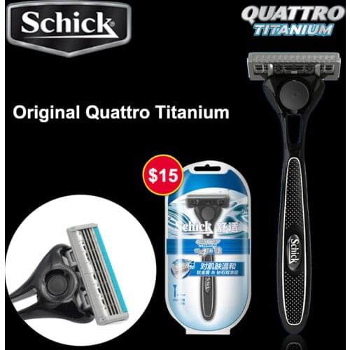 Original Genuine Schick Quattro 4 Titanium comfortable Men Manual Face Razor (1 razor holder + 1 blade) Free Shipping in stock