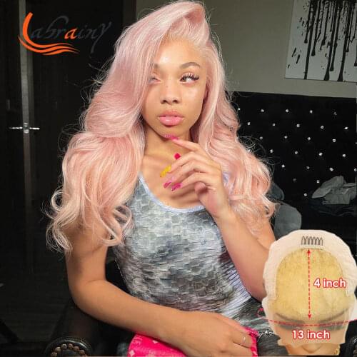 Pink Colored 13x4 HD Lace Frontal Human Hair Body Wave Wigs Lace Front Wavy Wig Water Wave Pre Plucked Nature Hairline For Women
