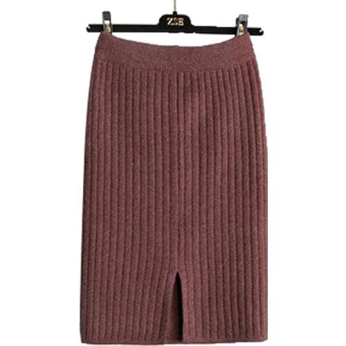 Thicken knitted half skirts for young women sexy high waist pencil skirt Autumn & Winter warm elastic tight midi skirts BSQ009