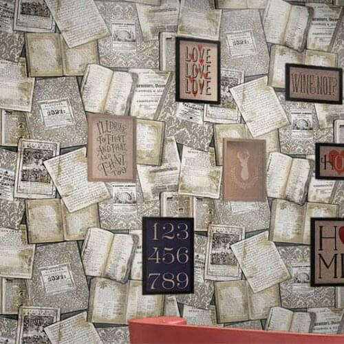 Retro English Alphabet Wallpaper Vintage Old Newspaper Wallpaper For Coffee Bar Wall 3 D Womens Clothing Store Study Wall Paper