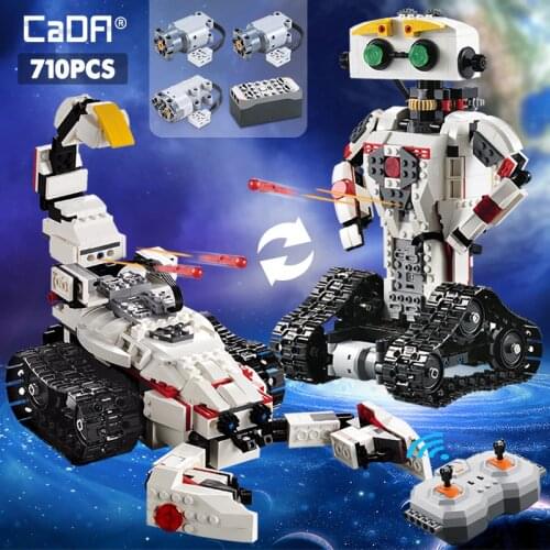 Cada 710CPCS RC Transformation Robot Creative MOC 2 IN 1 Model Building Blocks Technical Series Bricks Toys For Kids