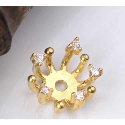 10pcs/lot flower heart flower receptacle micro-inlaid zircon pure copper with hole diy handmade jewelry accessories