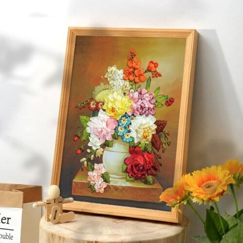 Sewing Art Crafts 3D DIY Ribbon Embroidery Cross Stitch Flowers Handmade Needlework Kits Arts Crafts Home Decoration