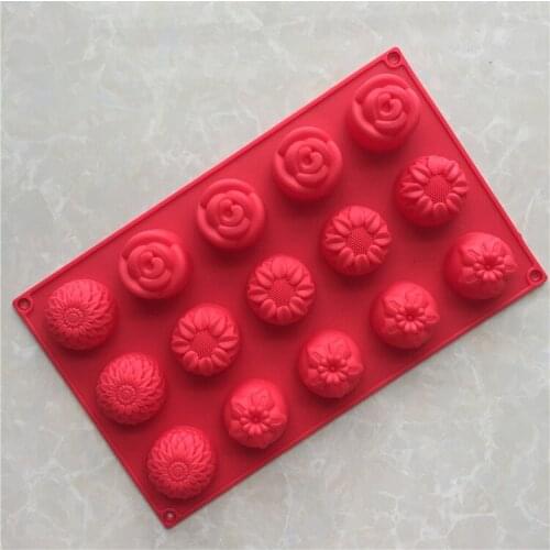 15 Even Different Flower Silica Gel Gel Mold Pudding Mousse mould XG709