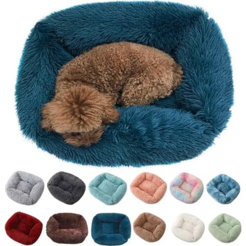 Dog Bed Square Long Plush House Sleeping Kennel Sofa Winter Warm Puppy Mat Cat Nest Soft Basket Cushion for Dogs Cat Pet Supply