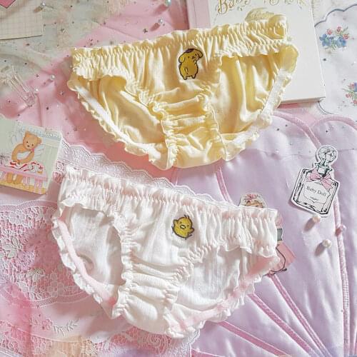 Super Cute Purin Dog Girls Panties Cotton Briefs Womens Underwear Daily Wear Embroidery Trim Pantsu Students