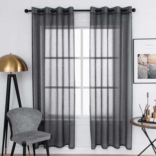 Super Soft White Black Tulle Curtains Modern Solid Color Kitchen Bedroom Blinds Drape Voile for Home Living Room Decor Curtain