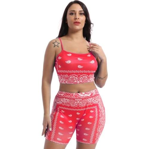 Spaghetti Strap Crop Top Bottoms Shorts Set Women Suit Female Floral Print Summer Beach Swimsuit Matching Sets Slim Fit Pantsuit