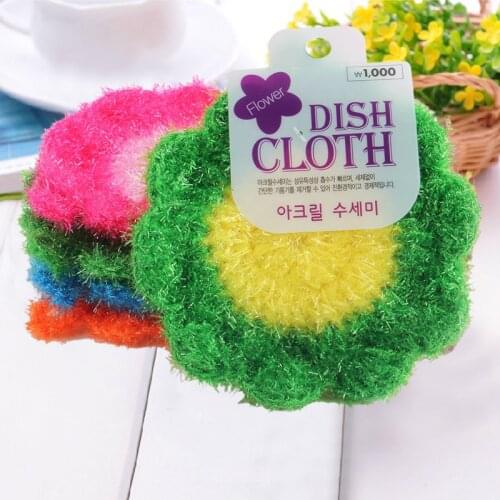 Flower Shaped Dish Scrubber Sponge Non-scratch Cute Home Kitchen Tool Bowls Pan Wash Cleaning Cloth Shed Tableware Wash