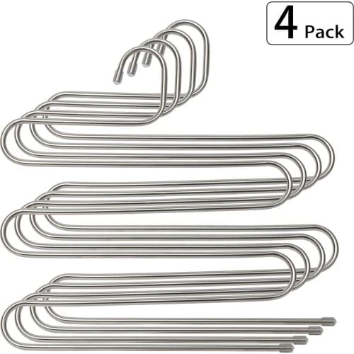 Pants Hangers Stainless Steel Multi Function S-Shaped Clothes Hanger for Scarf Belt Tie Coat Closet Organizer Dropshipping JZ001