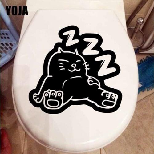 YOJA 23.9X22.3CM Funny Wall Stickers Decor Sleeping Cat Animal For Kids Room Toilet Decal T5-0232