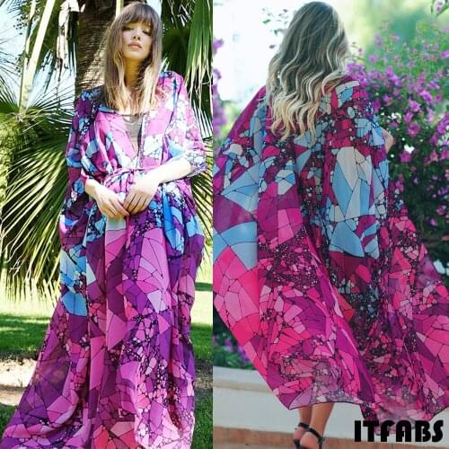 Women Summer Chiffon Bikini Cover Up Swimwear Bathing Suit Beach Dress Summer Beach Fall Everyday Purple