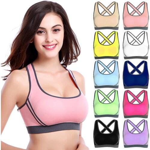 Lady Sportswear Sexy Fluorescent No Steel Ring Cross Strap Beauty Back Adjustment Yoga Running Fitness Top reggiseni sportivi 00
