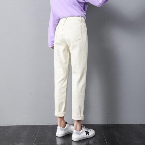 Womens Beight Black Jeans Casual Solid Long Denim Pants Vintage Trousers