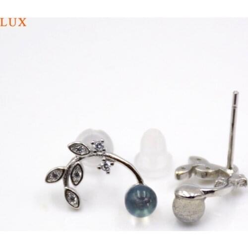 2020 fashion S925 sterling silver stud earrings Natural labradorite flower leaves Micro CZ paved stud earring for girl gift